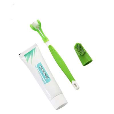 Pet products Pet toothbrush Set Three-headed toothbrush toothpaste set cat and dog mouth cleaning products